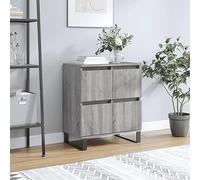 Qnhdfrt Buffet gris Sonoma 60 x 35 x 70 cm en matériau dérivé du bois avec pieds en fer - Armoire d'appoint stable pour salon, cuisine, couloir avec espace de rangement et design intemporel