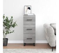 Qnhdfrt Buffet gris Sonoma 90 cm de haut - Meuble bas moderne en bois avec pieds en métal - Merveilleux espace de rangement pour salon, couloir et cuisine