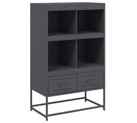Qnhdfrt Buffet Haut Anthracite 68x39x111,5 cm en Acier Rétro, Armoire de Rangement Industrielle avec 2 Tiroirs et 4 Compartiments pour Salon, Bureau et Entrée