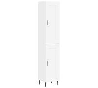 Qnhdfrt Buffet haut blanc 34,5 x 34 x 180 cm en bois avec pieds en métal - Buffet moderne avec beaucoup d'espace de rangement pour cuisine, salon, couloir et chambre à coucher