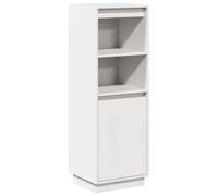 Qnhdfrt Buffet haut blanc - 37 x 34 x 110 cm - En bois de pin massif - Avec porte et étagère - Robuste - Design moderne - Pour couloir, salon, chambre à coucher