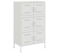 Qnhdfrt Buffet haut blanc 68 x 39 x 113 cm en acier de style industriel avec 6 compartiments et nettoyage facile - Design moderne robuste et durable pour salon, couloir, chambre à coucher