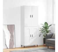 Qnhdfrt Buffet haut blanc 69,5 x 34 x 180 cm en bois avec pieds en métal Design moderne et miracle de rangement pour salon, cuisine, couloir