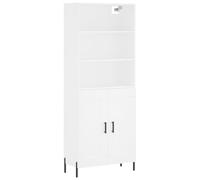 Qnhdfrt Buffet haut blanc avec pieds en métal, 69,5 x 34 x 180 cm, matériau en bois, design moderne avec buffet et accessoire, beaucoup d'espace de rangement, robuste et stable, pour salon, couloir