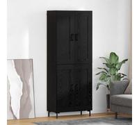 Qnhdfrt Buffet haut de cuisine en 2 parties - Chêne noir - 69,5 x 34 x 180 cm - Avec 4 portes - Résistant au travail du bois - Design moderne et haute densité d'espace de rangement - Pour salon, salle