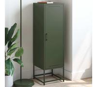 Qnhdfrt Buffet haut de style industriel vert olive en acier, 36 x 39 x 123 cm, robuste, avec 3 compartiments, pour salon, chambre à coucher, couloir