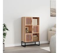 Qnhdfrt Buffet haut en bois avec portes en pin - 70 x 35 x 125 cm - Armoire de rangement - 3 portes et compartiments - Design scandinave pour salon