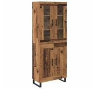 Qnhdfrt Buffet haut en bois recyclé 69,5 x 34 x 180 cm avec 2 parties, meuble moderne avec beaucoup d'espace de rangement, armoire de salon, buffet, cuisine, couloir et chambre à coucher