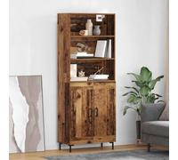 Qnhdfrt Buffet haut en bois recyclé - 69,5 x 34 x 180 cm - En bois résistant - Buffet moderne avec 2 portes - Espace de rangement durable pour salon, salle à manger, couloir