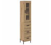 Qnhdfrt Buffet haut en chêne artisan - 34,5 x 34 x 180 cm - Matériau du bois avec tiroir et porte - Design moderne - Robuste et stable - Pour cuisine, salle à manger, couloir et salon