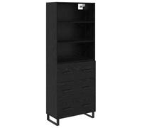 Qnhdfrt Buffet haut en chêne noir - 69,5 x 34 x 180 cm - Matériau du bois avec tiroir - Charge maximale : 120 kg - Buffet moderne pour cuisine, salon, couloir
