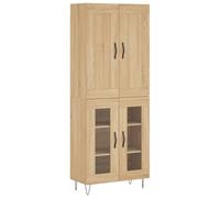 Qnhdfrt Buffet haut en chêne Sonoma 69,5 x 34 x 180 cm en bois avec pieds en fer - Buffet moderne avec beaucoup d'espace de rangement - Armoire de salon, de cuisine, pour salon, couloir et chambre à