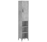Qnhdfrt Buffet haut gris béton 34,5 x 34 x 180 cm en bois et métal, buffet moderne avec 2 modules, beaucoup d'espace de rangement pour salon, cuisine et couloir