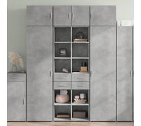 Qnhdfrt Buffet haut gris béton - 70 x 42,5 x 185 cm - En matériau dérivé du bois - Avec beaucoup d'espace de rangement - Pour salon, cuisine, couloir - Design moderne et intemporel
