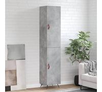 Qnhdfrt Buffet haut gris béton en bois avec pieds en métal 34,5 x 34 x 180 cm - Optimisation de l'espace de rangement pour salon, cuisine, couloir