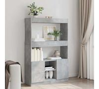 Qnhdfrt Buffet haut - Gris béton - Étagère étroite - 92 x 33 x 140 cm - En matériau dérivé du bois - Avec beaucoup d'espace de rangement - Pour salon, bureau comme bibliothèque ou étagère sur pied