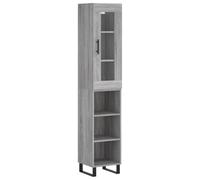 Qnhdfrt Buffet haut gris Sonoma 180 cm en bois avec pieds en fer - Buffet de cuisine moderne avec façade en verre - Espace de rangement pour cuisine, salon, couloir