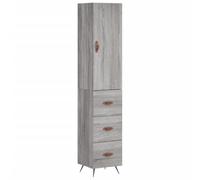 Qnhdfrt Buffet haut gris Sonoma 34,5 x 34 x 180 cm en bois avec pieds en métal - Design moderne et beaucoup d'espace de rangement pour salon, couloir, cuisine