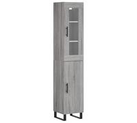 Qnhdfrt Buffet haut gris Sonoma 34,5 x 34 x 180 cm en bois avec pieds en métal, design moderne et espace de rangement pour cuisine, salle à manger, couloir, salon