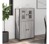 Qnhdfrt Buffet haut gris Sonoma 62 x 32 x 106,5 cm, buffet en bois avec structure en métal, armoire de salon, moderne, avec beaucoup d'espace de rangement, armoire de cuisine et meuble de couloir pour