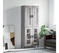 Qnhdfrt Buffet haut gris Sonoma 69,5 x 34 x 180 cm en bois avec pieds en fer, design moderne avec beaucoup d'espace de rangement, combinaison de support pour salon, cuisine, couloir