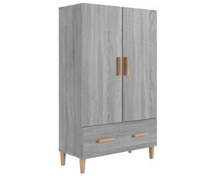 Qnhdfrt Buffet haut gris Sonoma 70 x 31 x 115 cm en bois avec 2 portes et 1 tiroir, buffet moderne pour cuisine, couloir et salon, robuste et spacieux