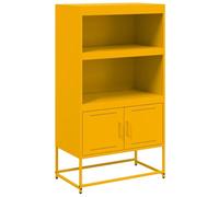 Qnhdfrt Buffet haut jaune moutarde, 68,5 x 38,5 x 123,5 cm, en acier robuste, avec 2 étagères et portes, design industriel, armoire de rangement moderne pour salon, couloir et chambre à coucher