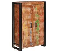 Qnhdfrt Buffet haut marron - 65 x 33 x 100 cm - En bois massif - Métal industriel - Avec 2 portes - Charge maximale : 60 kg - Pour salon, salle à manger, couloir et bureau