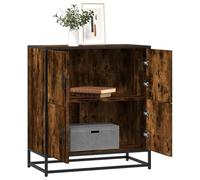 Qnhdfrt Buffet industriel - Armoire en bois de chêne fumé et métal - 68 x 35 x 76 cm - Espace de rangement pour salon, cuisine, couloir - Design moderne