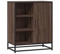 Qnhdfrt Buffet marron chêne 62 x 35 x 76 cm en bois dérivé du bois et structure en métal - Design moderne stable et durable - Grand espace de rangement pour cuisine, couloir, salon et chambre à