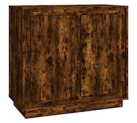Qnhdfrt Buffet Meuble de Rangement Chêne Fumé 80x34x75 cm en Bois d'Ingénierie Commode avec Portes et 4 Compartiments pour Salon Salle à Manger et Entrée