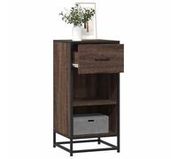 Qnhdfrt Buffet moderne - Marron - Aspect chêne - 35,5 x 35 x 76 cm - Design industriel - Pour salon, cuisine, couloir - Avec structure en métal et espace de rangement