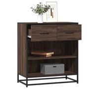 Qnhdfrt Buffet moderne marron aspect chêne 68 x 35 x 76 cm avec structure en métal dérivé du bois pour salon, cuisine, couloir, bureau - Look industriel - Grand espace de rangement