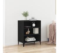 Qnhdfrt Buffet noir chêne massif mat 57 x 35 x 70 cm avec trois grandes étagères design moderne pour salle à manger et salon Armoire de rangement Meuble de rangement Meuble