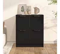 Qnhdfrt Buffet noir en bois 60 x 30 x 70 cm - Design moderne avec 4 portes et plaque supérieure robuste - Pour salon, couloir ou cuisine - Comme armoire de rangement