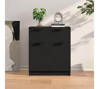 Qnhdfrt Buffet noir en matériau dérivé du bois - 60 x 30 x 70 cm - Armoire d'appoint moderne avec tiroir et 2 portes - Pour salon, cuisine et couloir