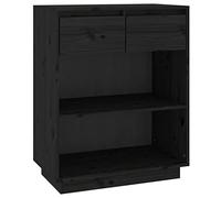 Qnhdfrt Buffet noir en pin massif - Design moderne - Avec tiroirs et compartiments - Robuste - Pour salon, couloir, chambre à coucher, bureau - 60 x 34 x 75 cm