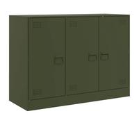 Qnhdfrt Buffet Vert Olive en Acier Laminé à Froid - Meuble de Rangement Design Industriel 3 Portes pour Salon, Bureau et Entrée - Commode Robuste Style Buffet Bas 99 x 39 x 73 cm