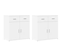 Qnhdfrt Buffets 2 Pcs Blanc 79x38x80 cm en Bois d'Ingénierie, Meuble de Rangement Pratique pour Salon, Salle à Manger et Entrée, Commode Élégante et Robuste pour Rangement Maison