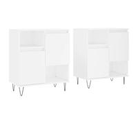 Qnhdfrt Buffets 2 Pcs Blanc en Bois d'Ingénierie, Meuble de Rangement Industriel avec Pieds en Métal, Commode de Salon Elégante et Enfilade pour Salle à Manger et Couloir, 120x35x70 cm