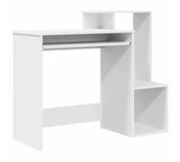 Qnhdfrt Bureau Blanc avec Tiroir et Étagère 106x41x88,5 cm, Table de Travail Rectangulaire en Bois d'Ingénierie, Meuble Secrétaire Minimaliste pour Ordinateur et Écriture, Idéal pour Bureau et Salon