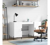 Qnhdfrt Bureau blanc brillant 140 x 50 x 75 cm en bois avec espace de rangement et design industriel pour bureau et chambre d'adolescent