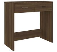 Qnhdfrt Bureau Compact Informatique 80x40x75 cm - Table d'Étude Moderne en Bois d'Ingénierie avec 2 Tiroirs de Rangement - Petit Bureau de Travail Chêne Marron pour Chambre ou Salon
