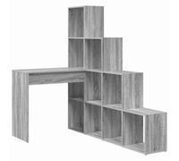 Qnhdfrt Bureau d'angle gris Sonoma - Bureau d'ordinateur moderne avec espace de rangement - Table de travail peu encombrante pour bureau à domicile - Bureau robuste en bois - 149,5 x 101,5 x 149,5 cm