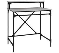 Qnhdfrt Bureau design industriel, bureau d'ordinateur avec plateau pour moniteur, table de travail stable pour bureau à domicile, bois et fer, gris sonoma, 80 x 50 x 90 cm
