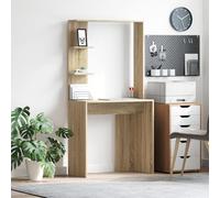 Qnhdfrt Bureau d'ordinateur minimaliste rectangulaire en chêne Sonoma marron avec espace de rangement Surface mate Compact pour bureau, bureau à domicile, chambre d'adolescent et chambre à coucher