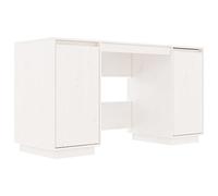 Qnhdfrt Bureau en pin massif - Table de travail moderne pour bureau et bureau à domicile - 140 x 50 x 75 cm - Table en bois massif blanc avec espace de rangement pratique pour les matériaux de travail