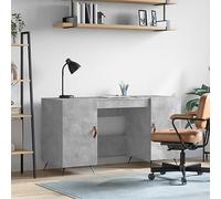 Qnhdfrt Bureau gris béton 140 x 50 x 75 cm avec espace de rangement en bois style industriel pour petit bureau chambre d'adolescent