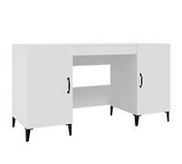 Qnhdfrt Bureau moderne en bois - 140 x 50 x 75 cm - Blanc - Bureau d'ordinateur au design industriel - Table de travail avec espace de rangement pour bureau ou chambre à coucher