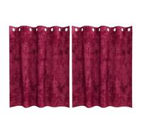 Qnhdfrt Burgundy Crushed Velvet Blackout Curtains, 140x140cm, 2 Pack